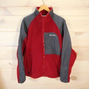 Columbia Vertex Mens size L Red Gray Fleece Full Zip Jacket Outdoor Interchange